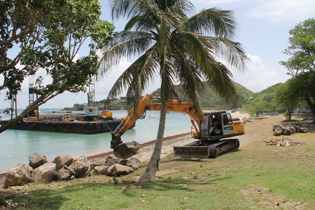 Construction work commences on new water taxi pier at Oualie Bay
