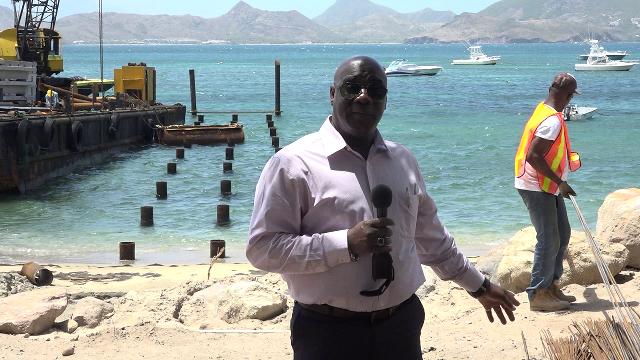 Work resumes on state- of-the-art water taxi pier at Oualie Bay; completion expected by October