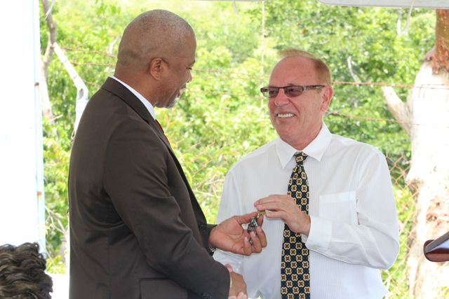 Nevis Water Services Minister Brand speaks at BEAD water wells handing over