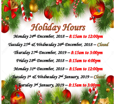 NCCU Holiday Hours