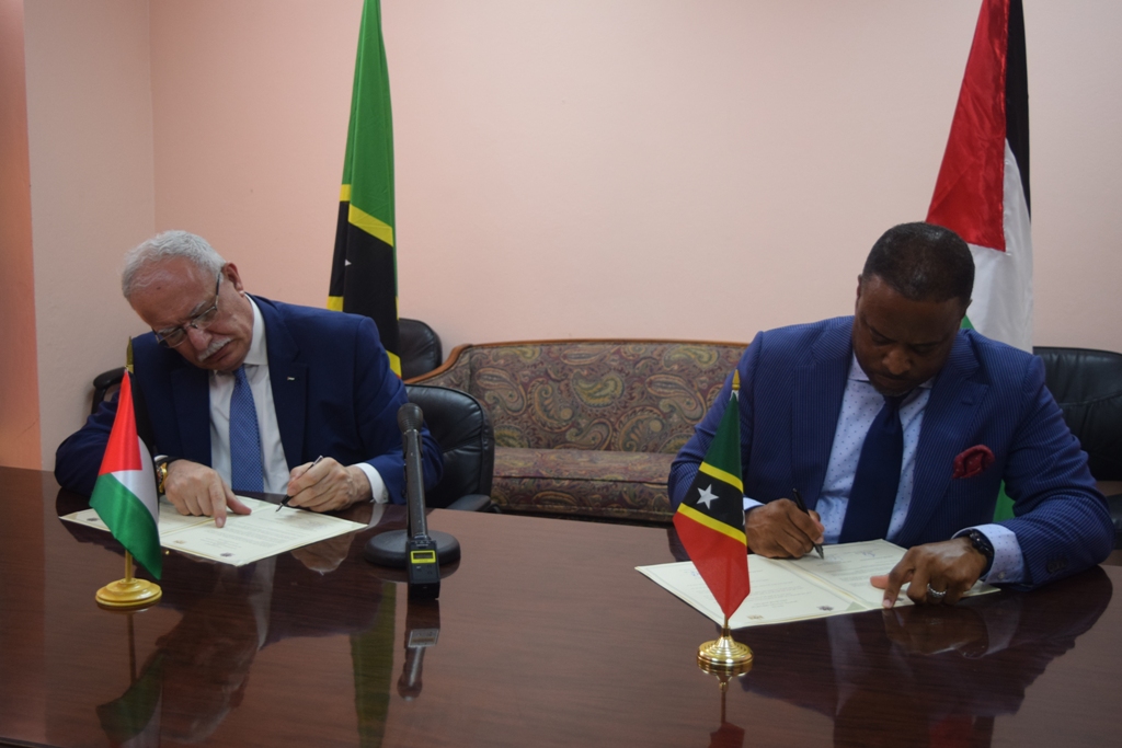 St. Kitts-Nevis and the State of Palestine Sign Agreement to Establish Diplomatic Relations