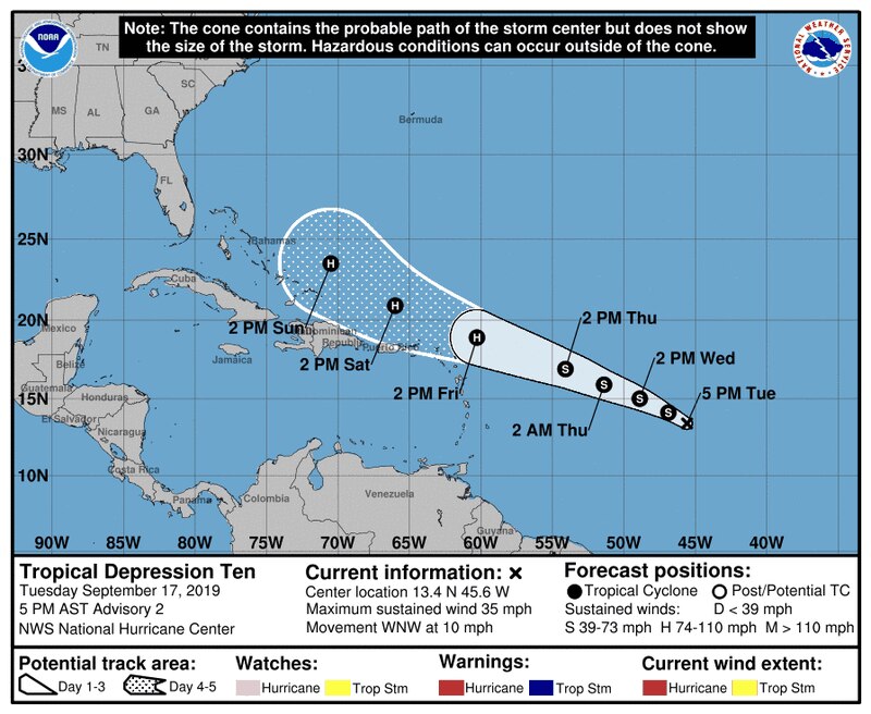 New tropical depression projected to become Hurricane Jerry, threaten Caribbean, Bahamas
