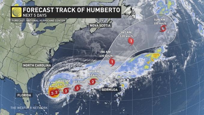 Large Humberto’ strengthening, hurricane watches issued for Bermuda