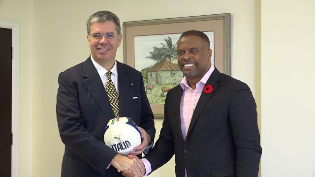 Italian ambassador makes official visit to Nevis, bearing gifts