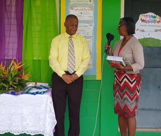 Nevis Minister of Youth donates school supplies to Joycelyn Liburd Primary School