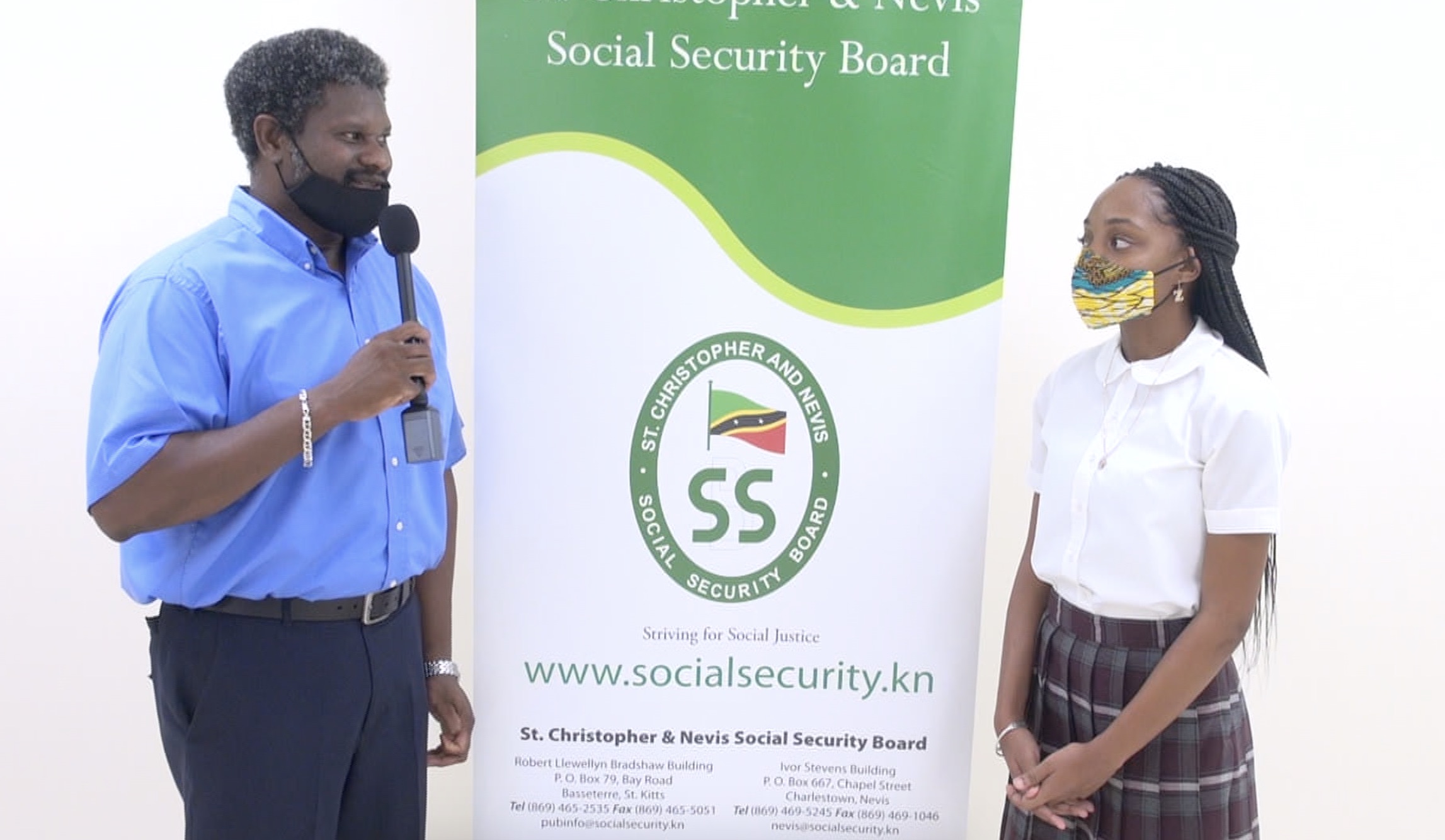 Student, budding entrepreneur donates face masks to Nevis Branch of Social Security Board, in fight against COVID-19