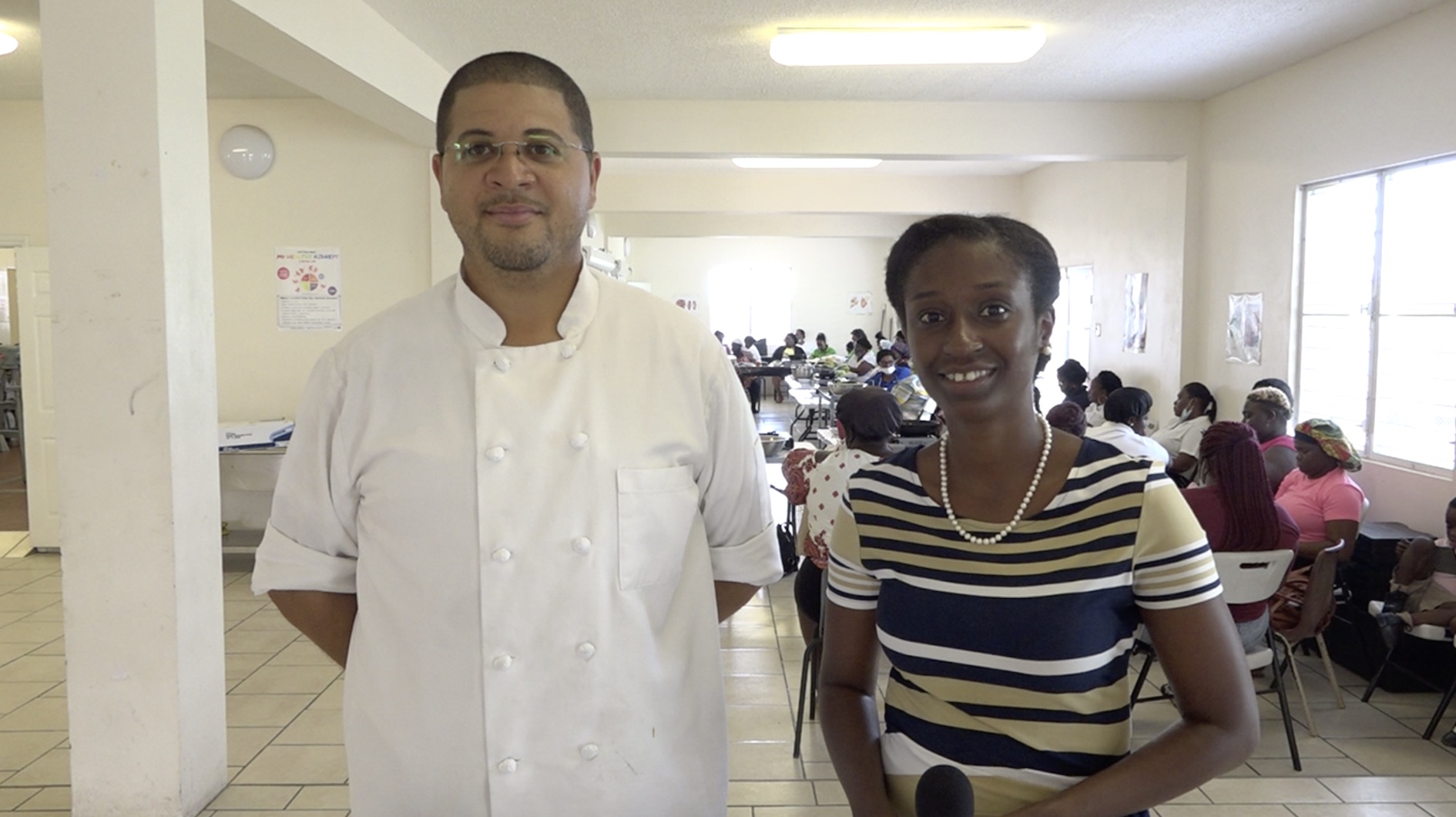 School Meals Programme cooking staff on Nevis training for “Tour Around the World” initiative