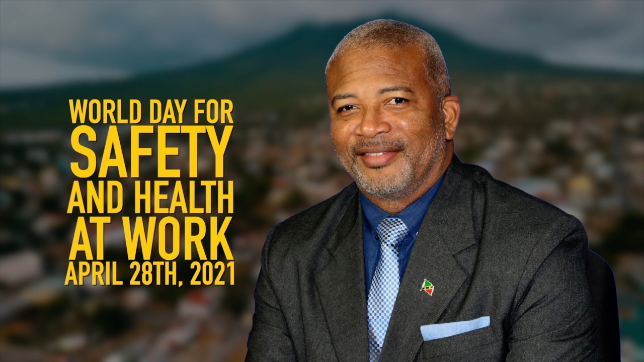 Nevis Labour Minister Hon. Spencer Brand delivers address for World Day for Safety and Health at Work 2021