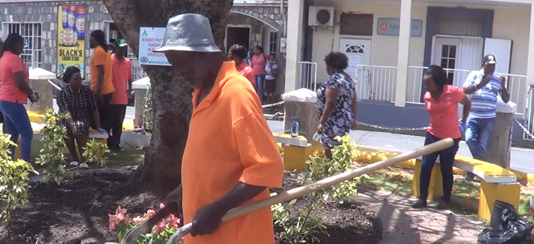 Community Development Staff Spruce Up Dr Walwyn Plaza