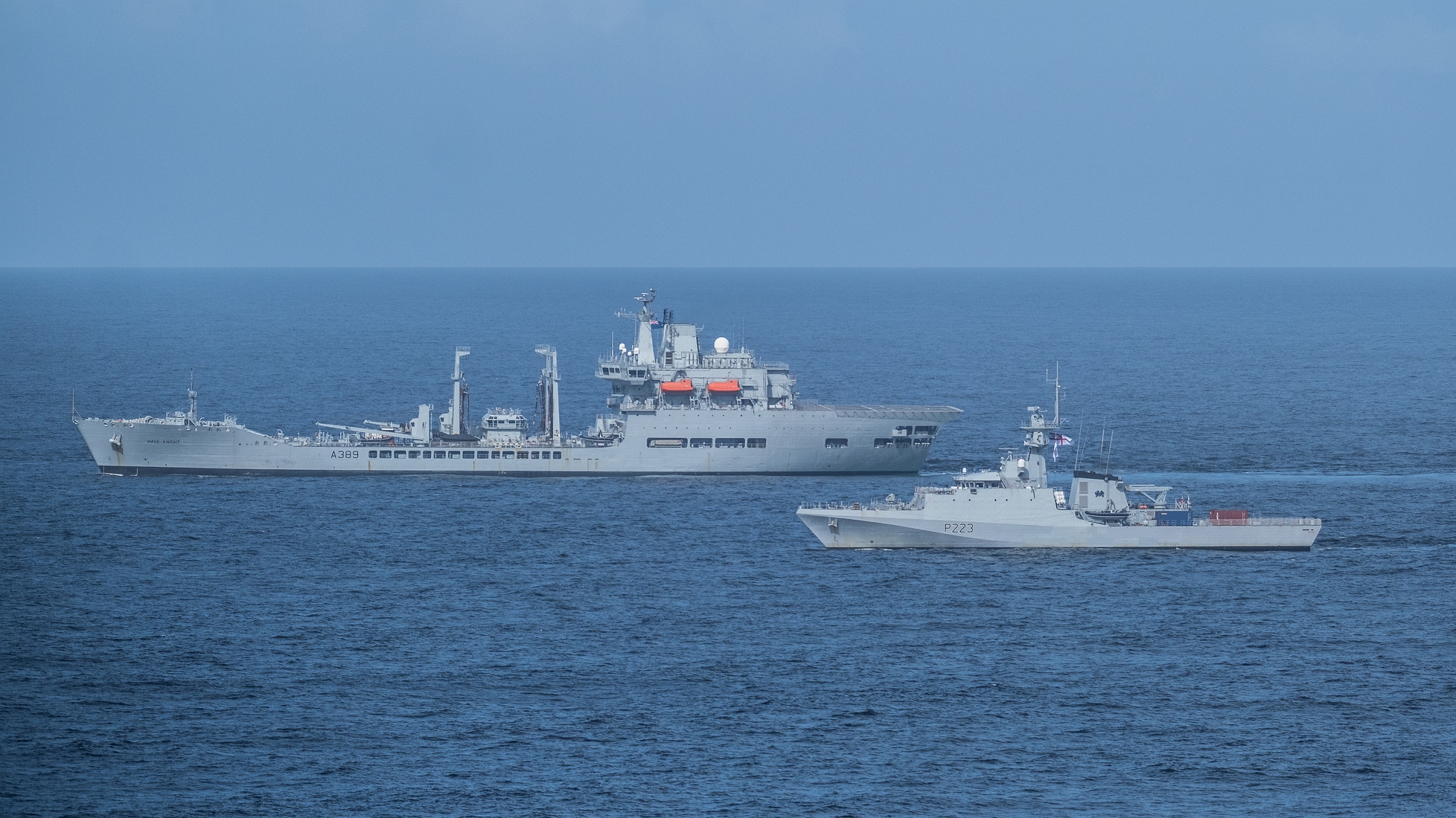 Royal Navy Task Group in Caribbean for the Hurricane Season RFA Wave Knight and HMS Medway in Barbados