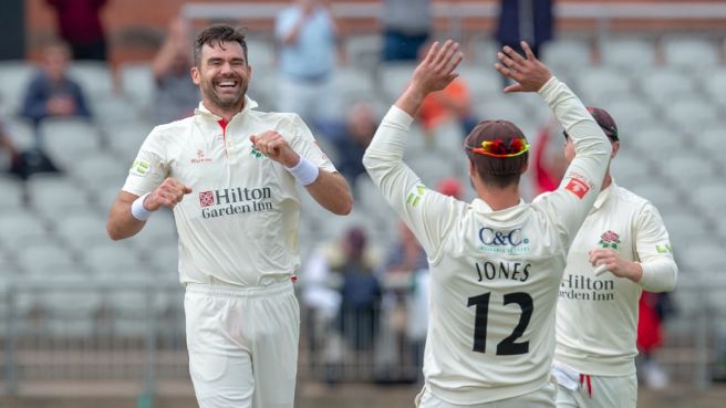 Cricket : James Anderson’s magnificent seven leaves Kent playing catch-up on historic day