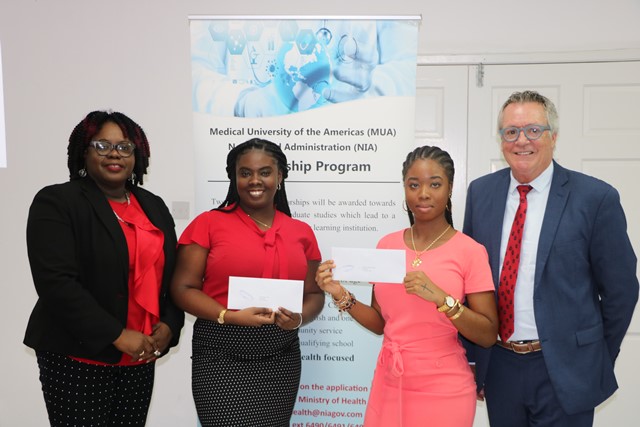 Dhakiya Liburd and Asher Walters-Hanley awarded Medical University of the Americas/Nevis Island Administration Scholarships