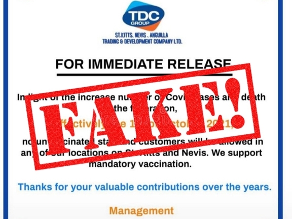 TDC Press Release – RE: FAKE notice – Saturday, 25 September, 2021