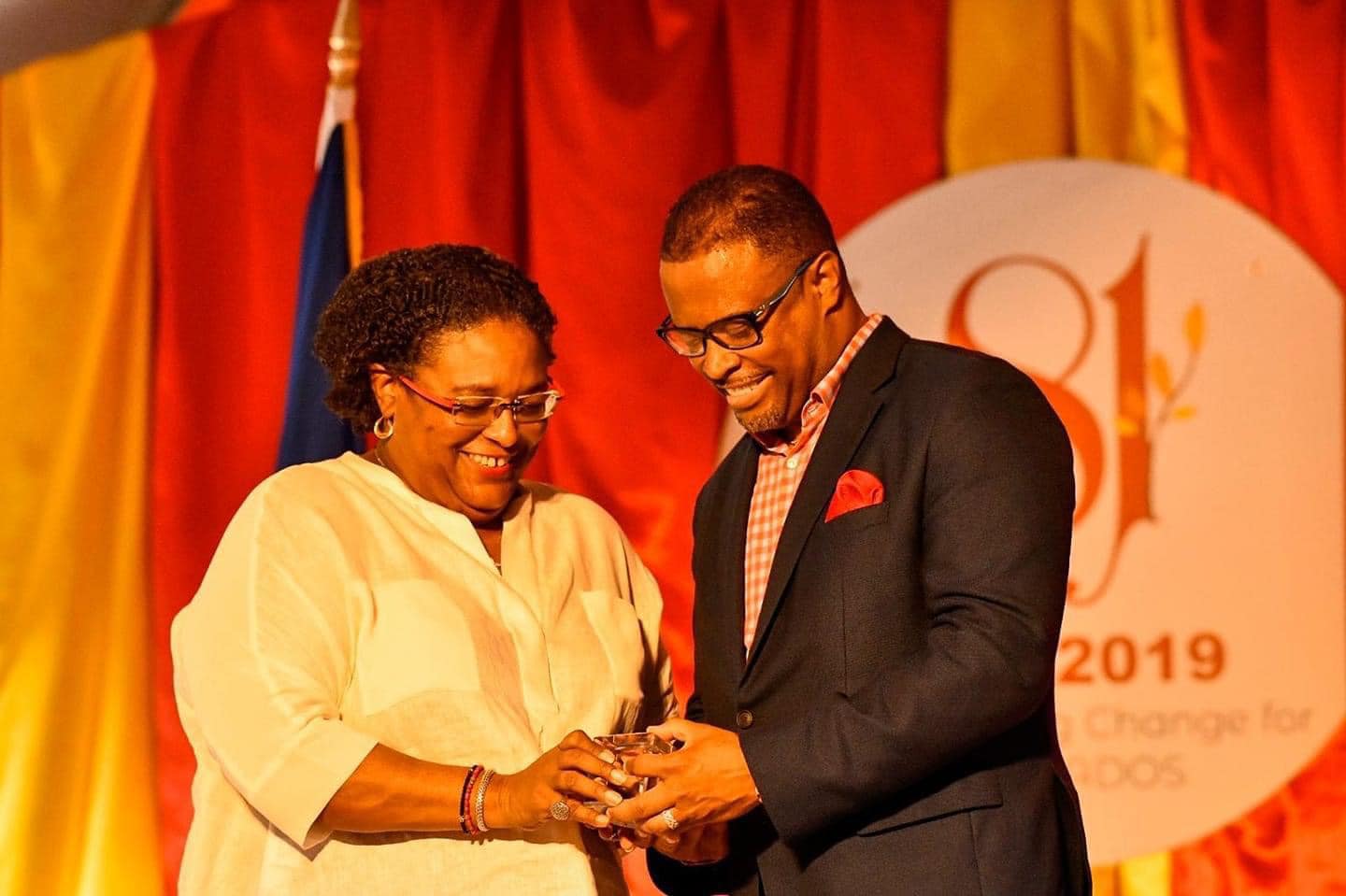Nevis Premier Hon. Mark Brantley congratulates Barbados PM Mia Mottley on landslide election victory