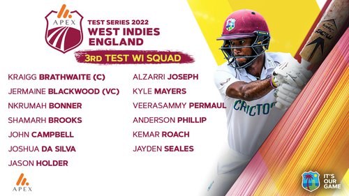 West Indies Name Unchanged 13-Member Squad For 3rd Apex Test
