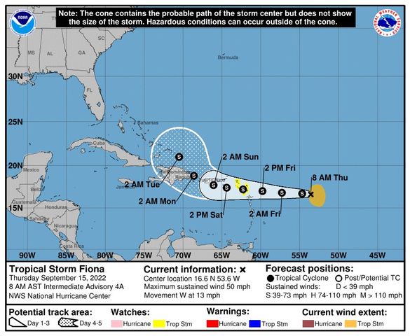 Tropical Storm Conditions Likely to Reach Portions of The Leeward Islands By Friday Night