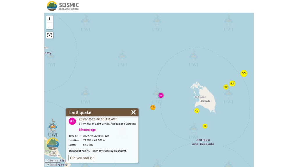 Antigua & Barbuda rocked by Boxing Day earthquake