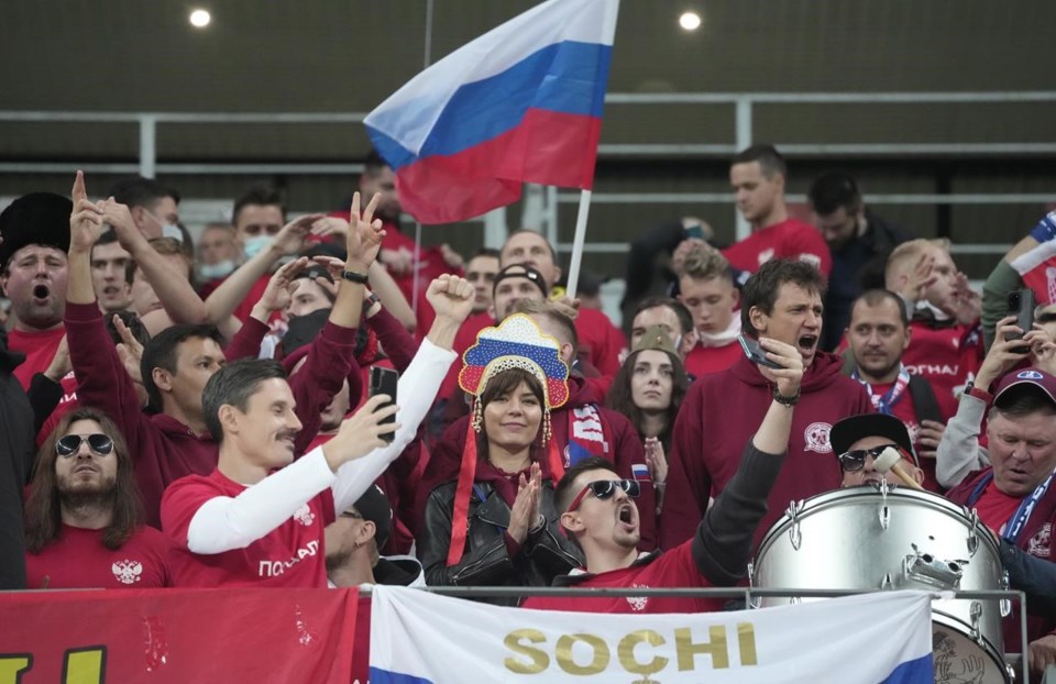 Russia meets UEFA looking for path back into world sports