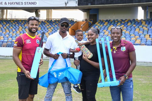 Internet Sensation Armani Meets West Indies Players at Kensington Oval