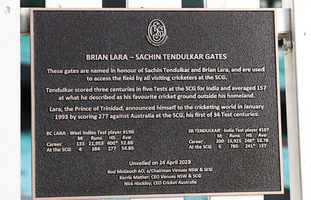 Lara And Tendulkar Honoured with Gates At SCG