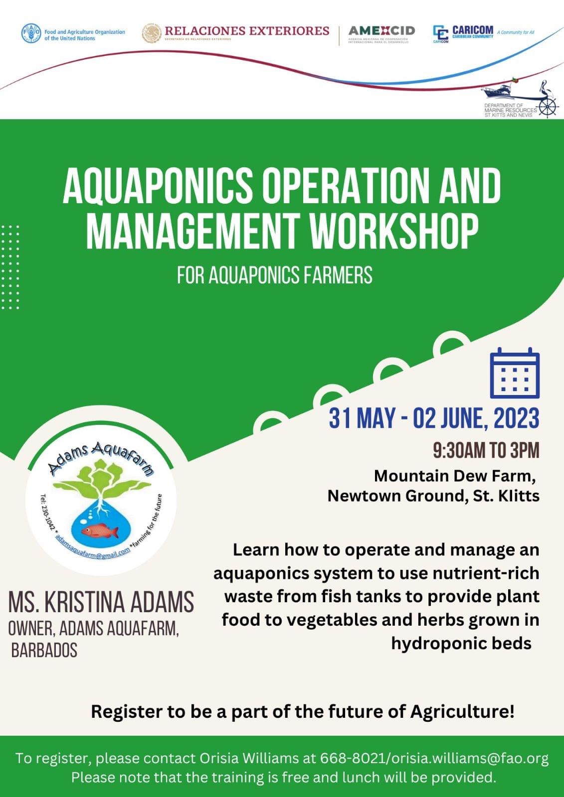 Registration Now Open for Aquaponics Operation and Management Workshop in St. Kitts