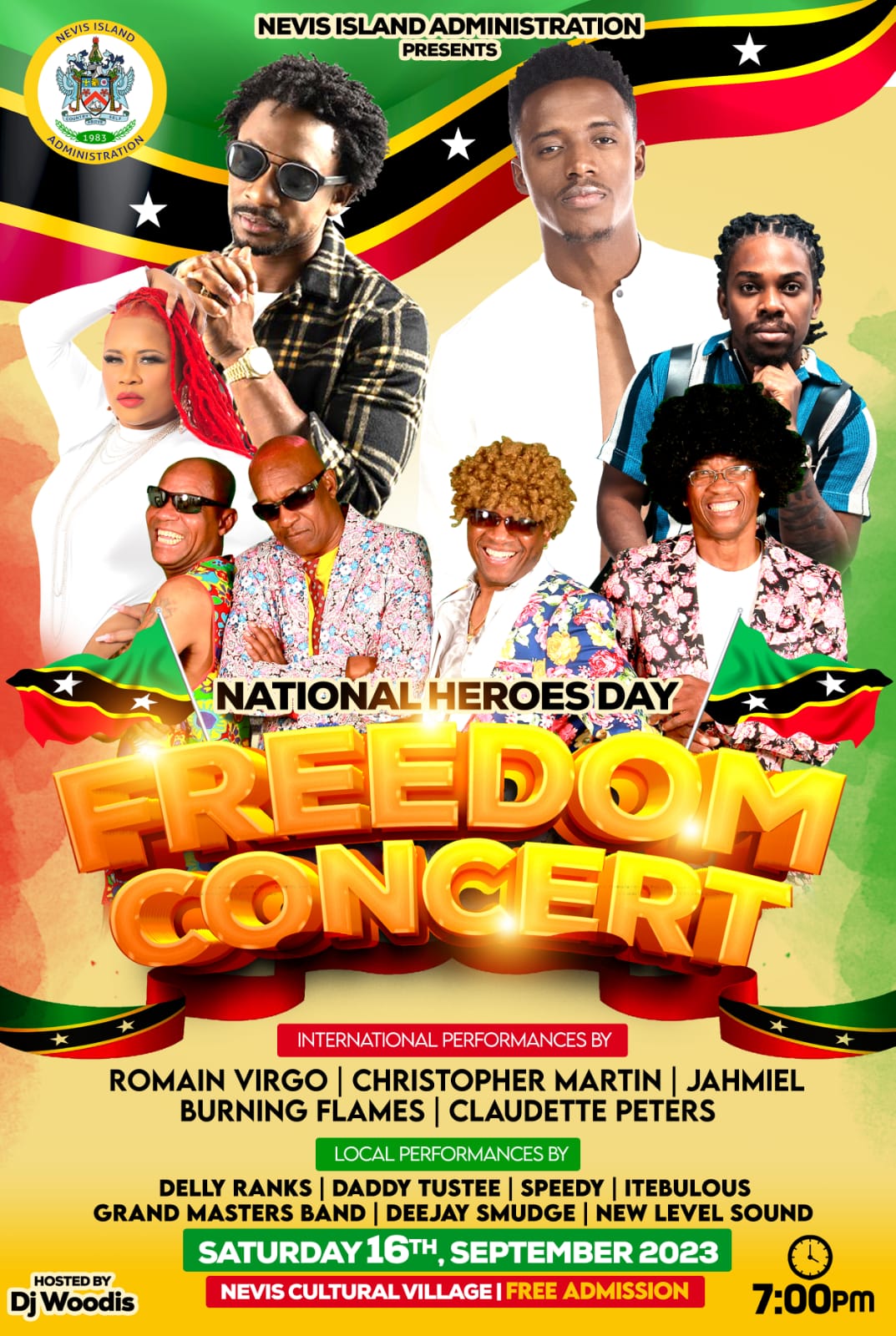 Nevis Island Administration to Host a Star-Studded National Heroes Day Freedom Concert on Saturday 16