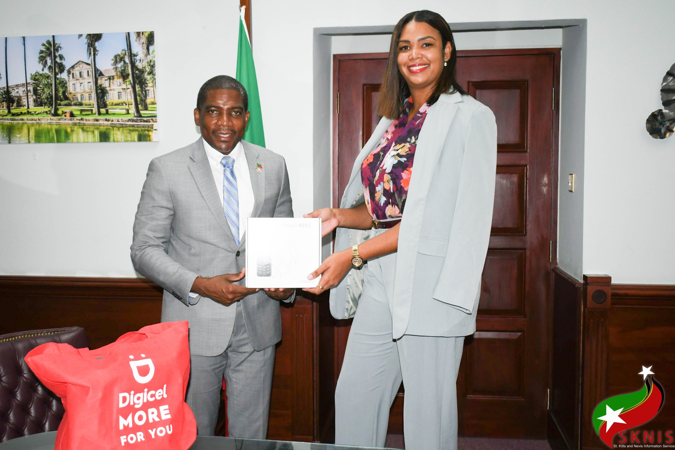 Prime Minister Drew Receives Donation of Satellite Phones from DIGICEL to Bolster Disaster Preparedness Efforts