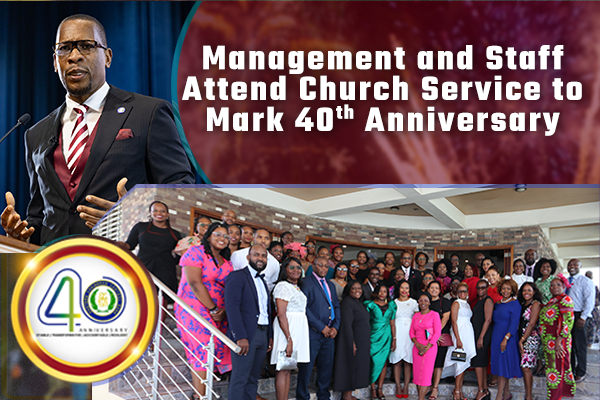 ECCB Management and Staff Attend Church Service to Mark 40th Anniversary
