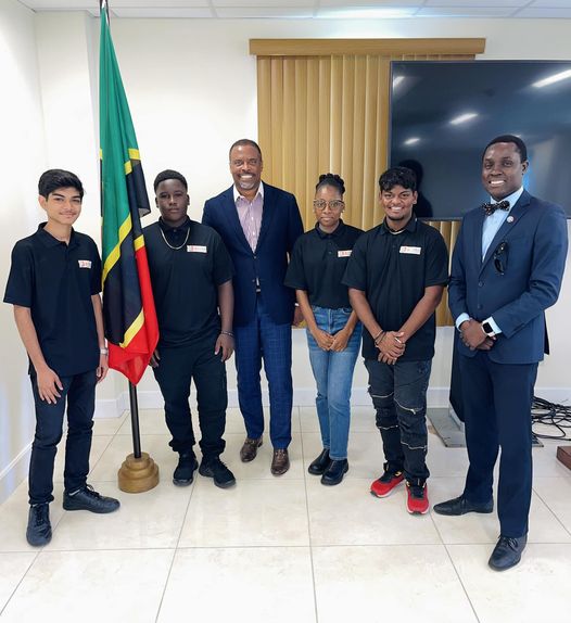 Premier Brantley Congratulates Nevisian Students Making the SKN Robotics Team Headed to Singapore