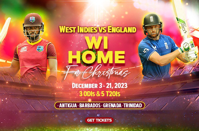 WI Home For Christmas! West Indies V England – 20% Off When You Buy Online