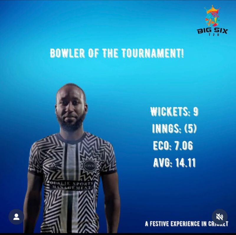 Oualie Sports Management (OSM) Team won the inaugural Big Six T20 Sugar Mas Tournament.