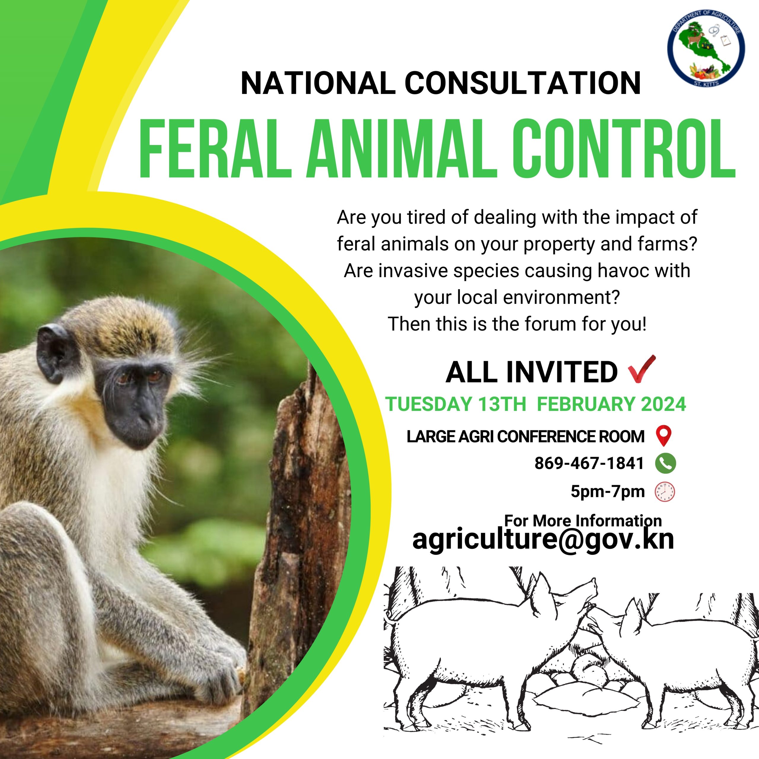 Department Of Agriculture St. Kitts Gearing Up to Host National Consultation to Address Feral Animal Control Concerns