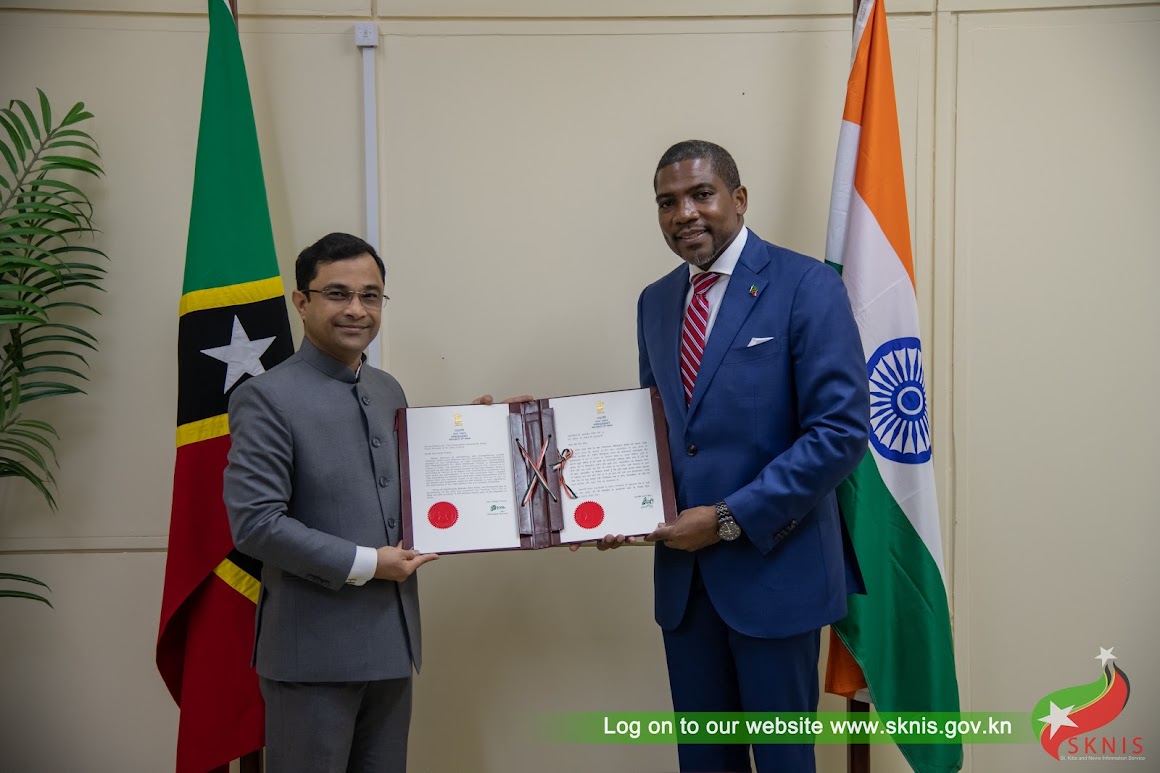 Newly Appointed High Commissioner of India Presents Credentials to Prime Minister of Saint Kitts and Nevis