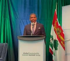 Prime Minister Honourable Dr. Terrance Drew Address Global Sustainability Island Summit, Prince Edward Island, Canada