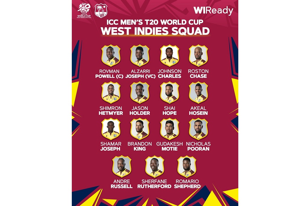 West Indies T20 World Cup Squad Announced