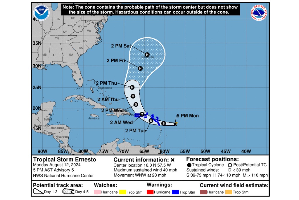 Tropical Storm Ernesto forms in the Atlantic