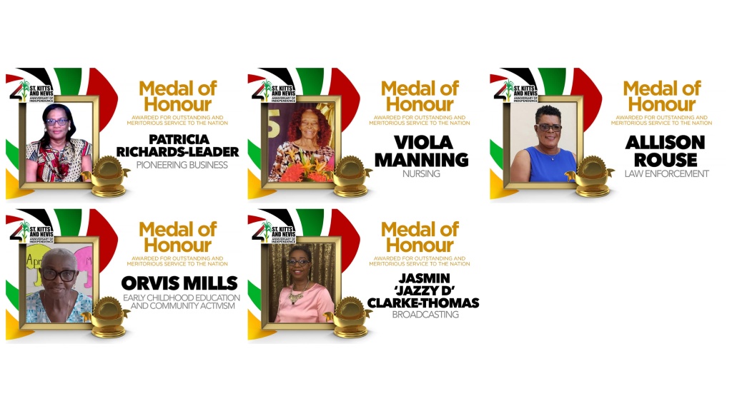 Five  Women Awarded Medal of Honour in St Kitts & Nevis