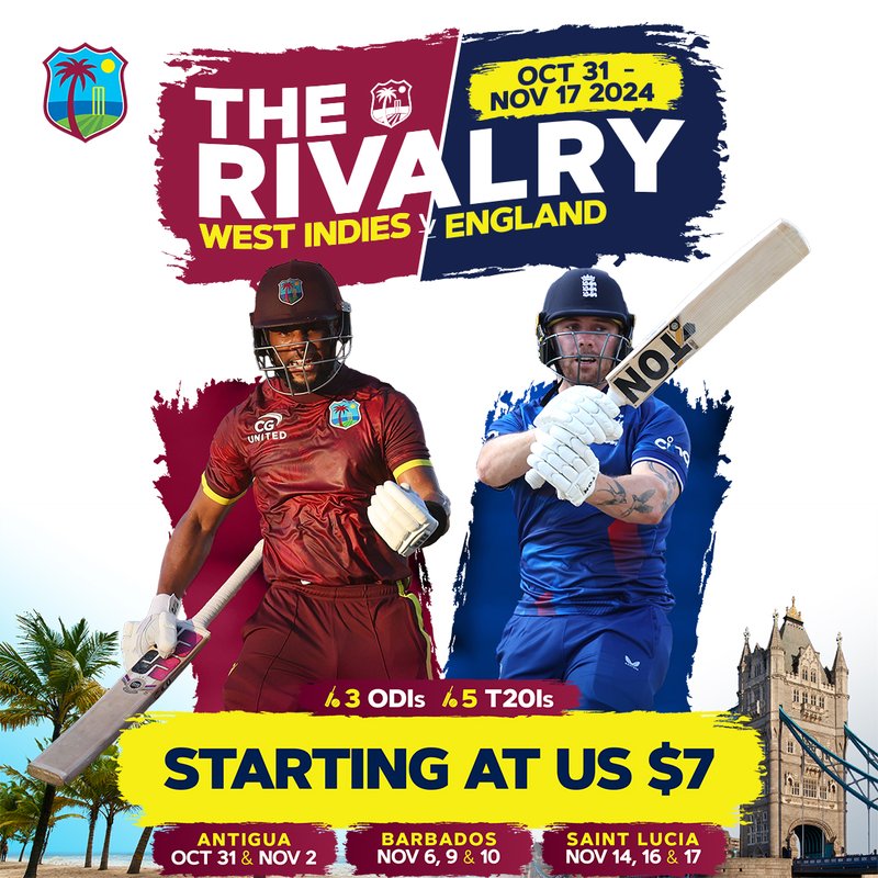 Secure Your Spot: West Indies Vs England ODI and T20i Series in The Caribbean