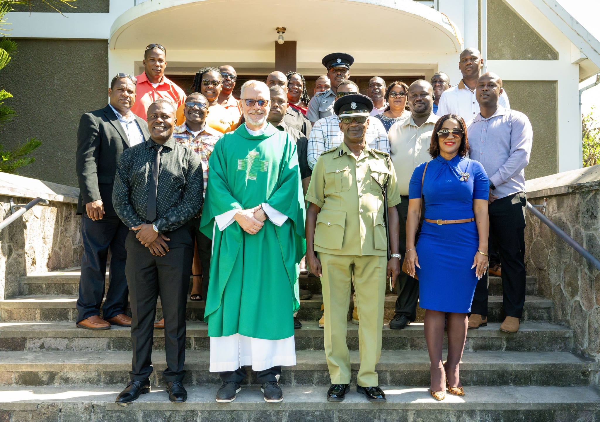 Royal St. Christopher And Nevis Police Force Attended a Worship Service at St. Theresa Of Lisieux Catholic Church in Charlestown, Nevis