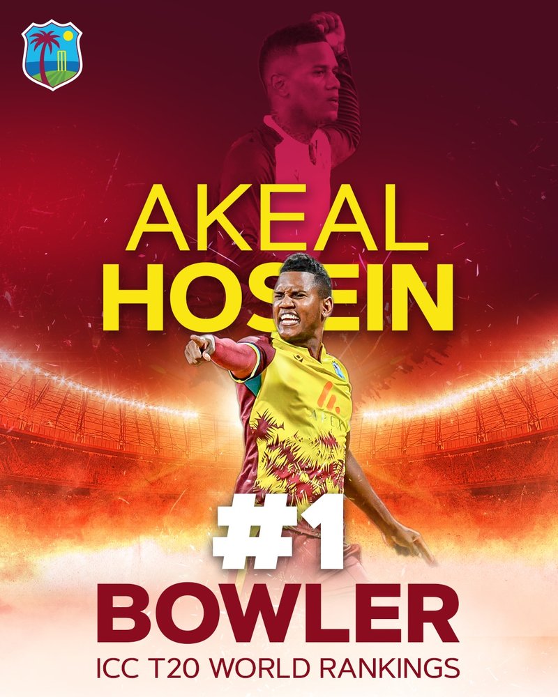 Akeal Hosein Becomes Number One Ranked T20 International Bowler