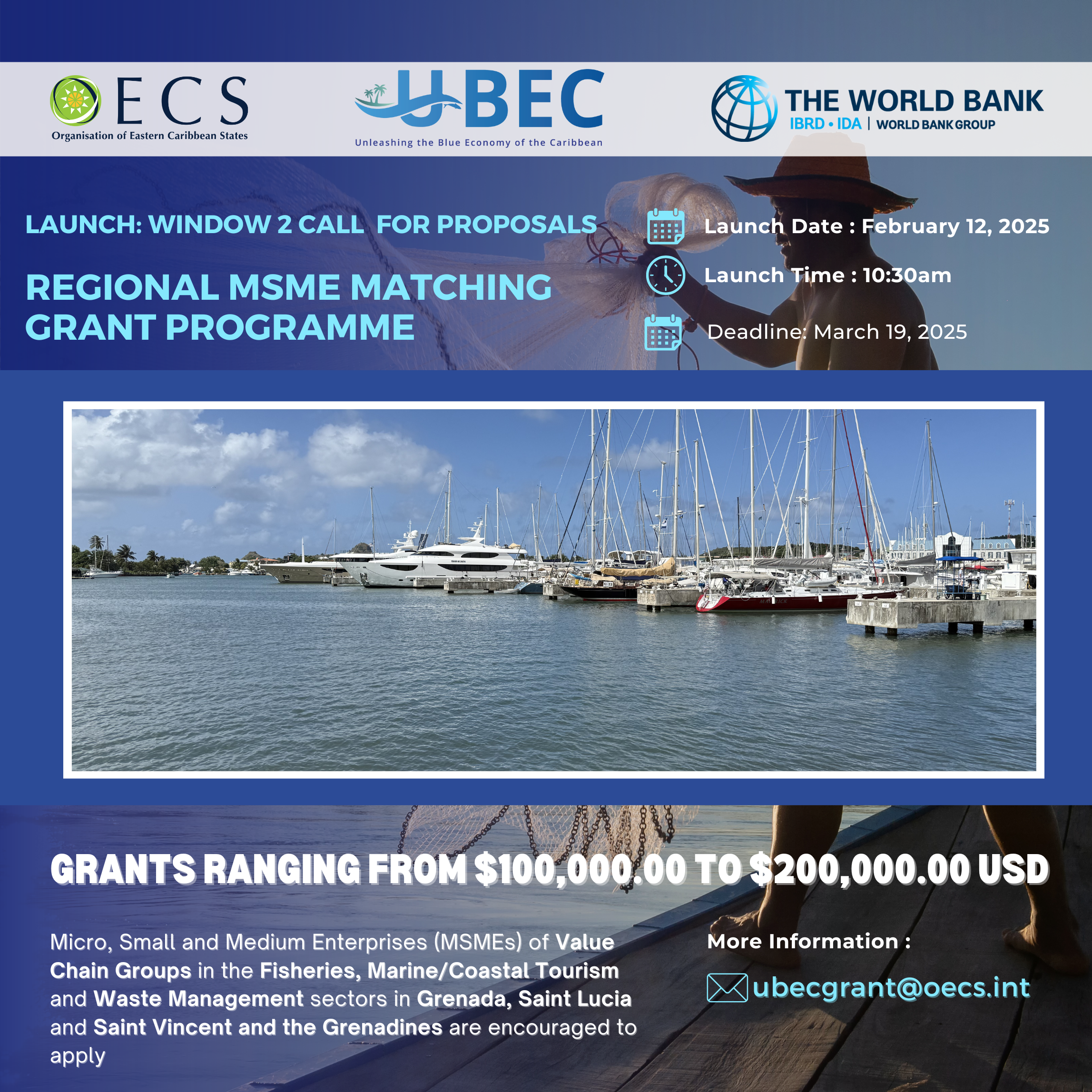 OECS to Launch The Window 2 Call for Proposals of the Regional MSME Matching Grant Programme to Boost Blue Economies in Grenada, Saint Lucia, and Saint Vincent and the Grenadines