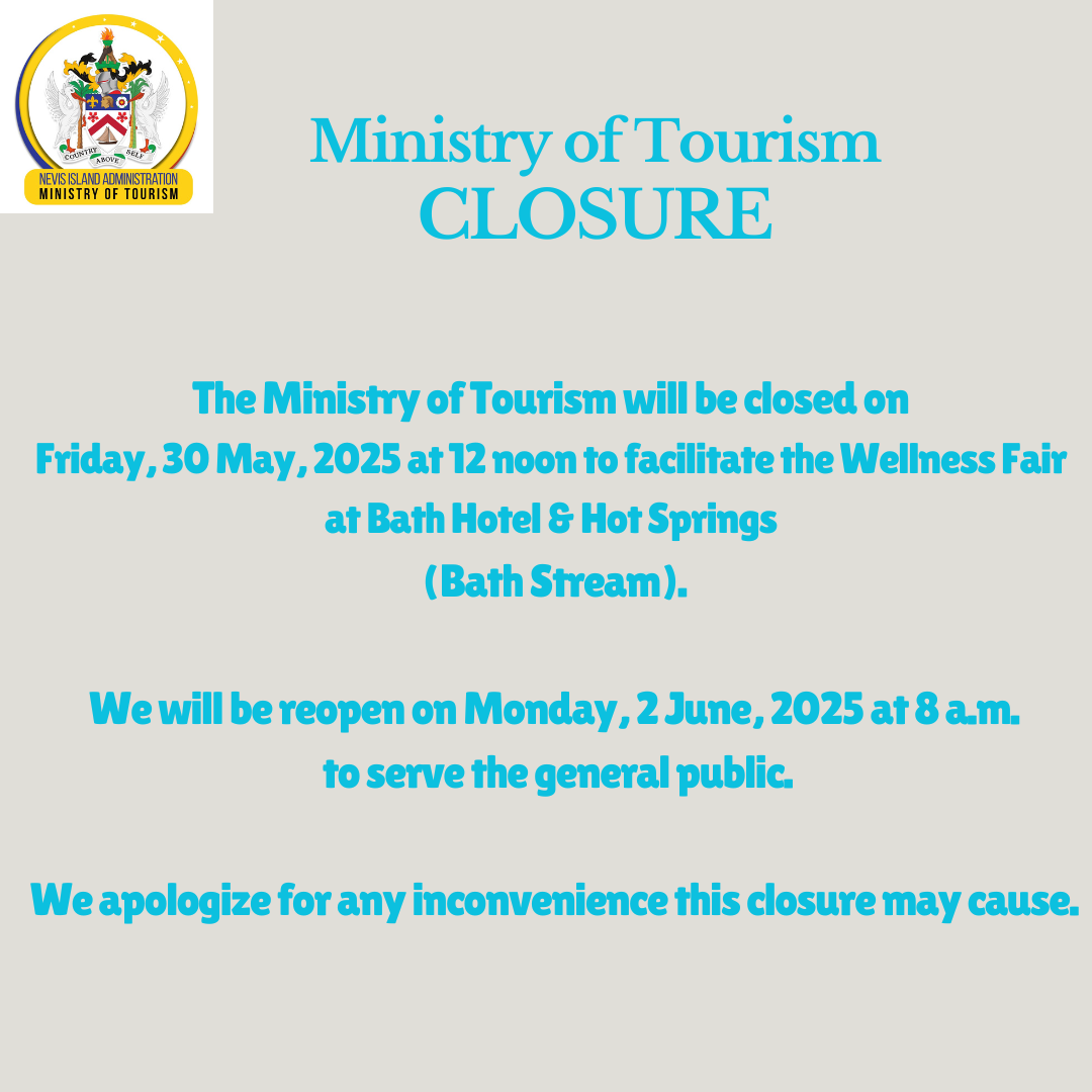 Ministry of Tourism to Close on Friday, May 30