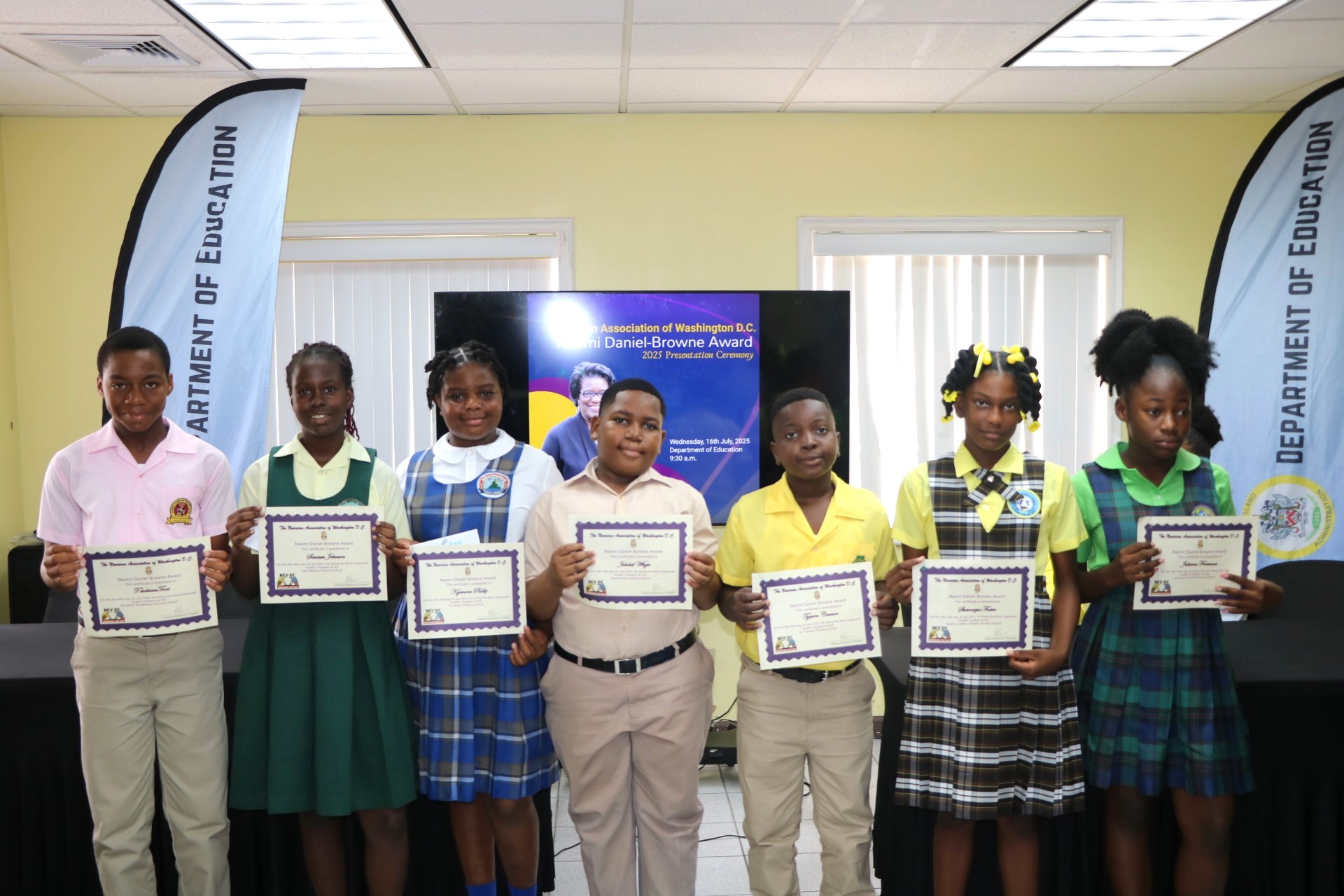 Seven Nevisian Students Recognized for Academic Growth with 2025 Nev-D.C. Naomi Daniel-Browne Award