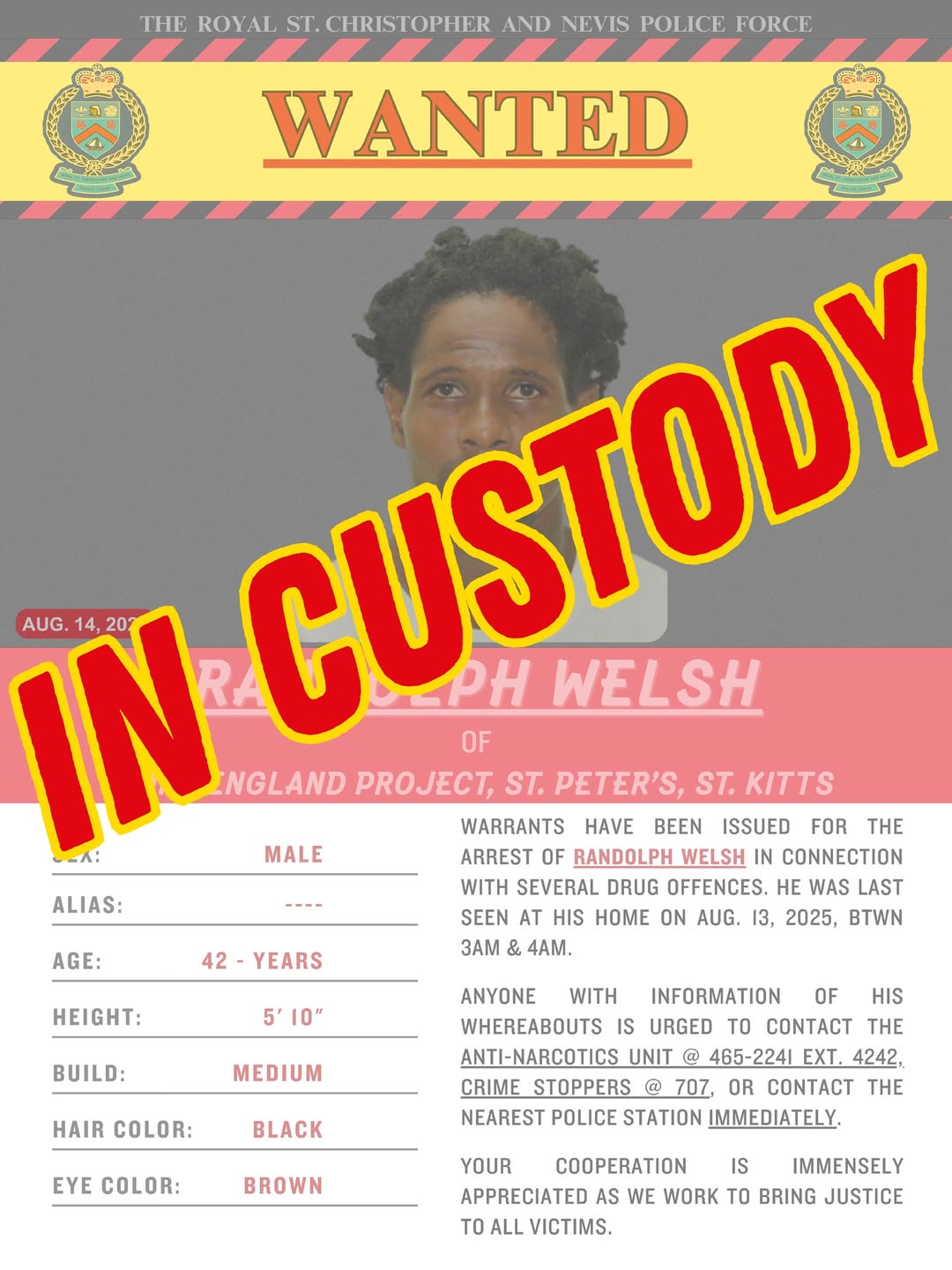 Randolph Welsh Surrenders to Police