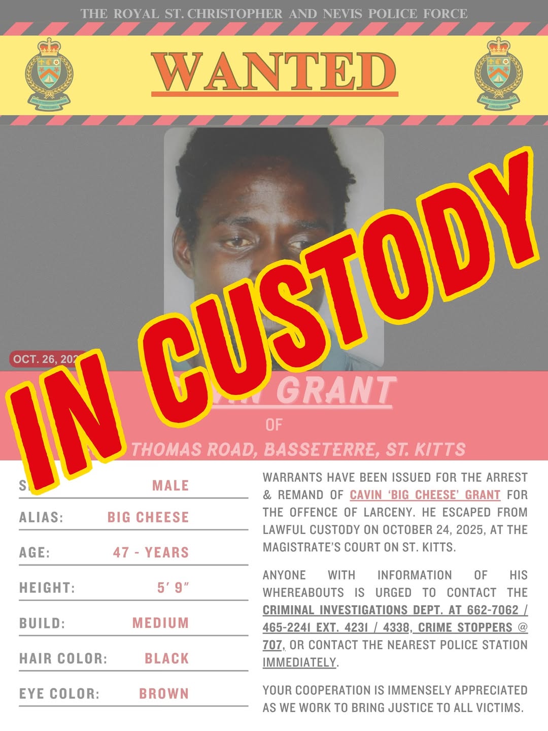 Update: “Big Cheese” In Police Custody