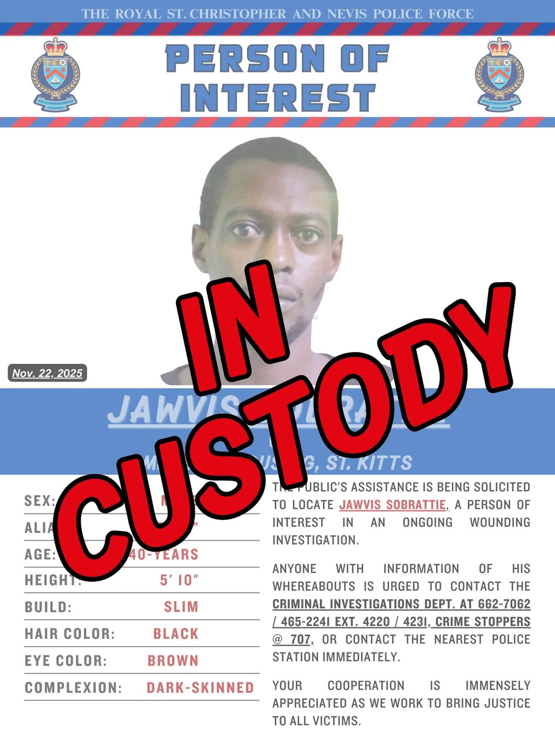 In  Custody  – Jawvis Sobrattie