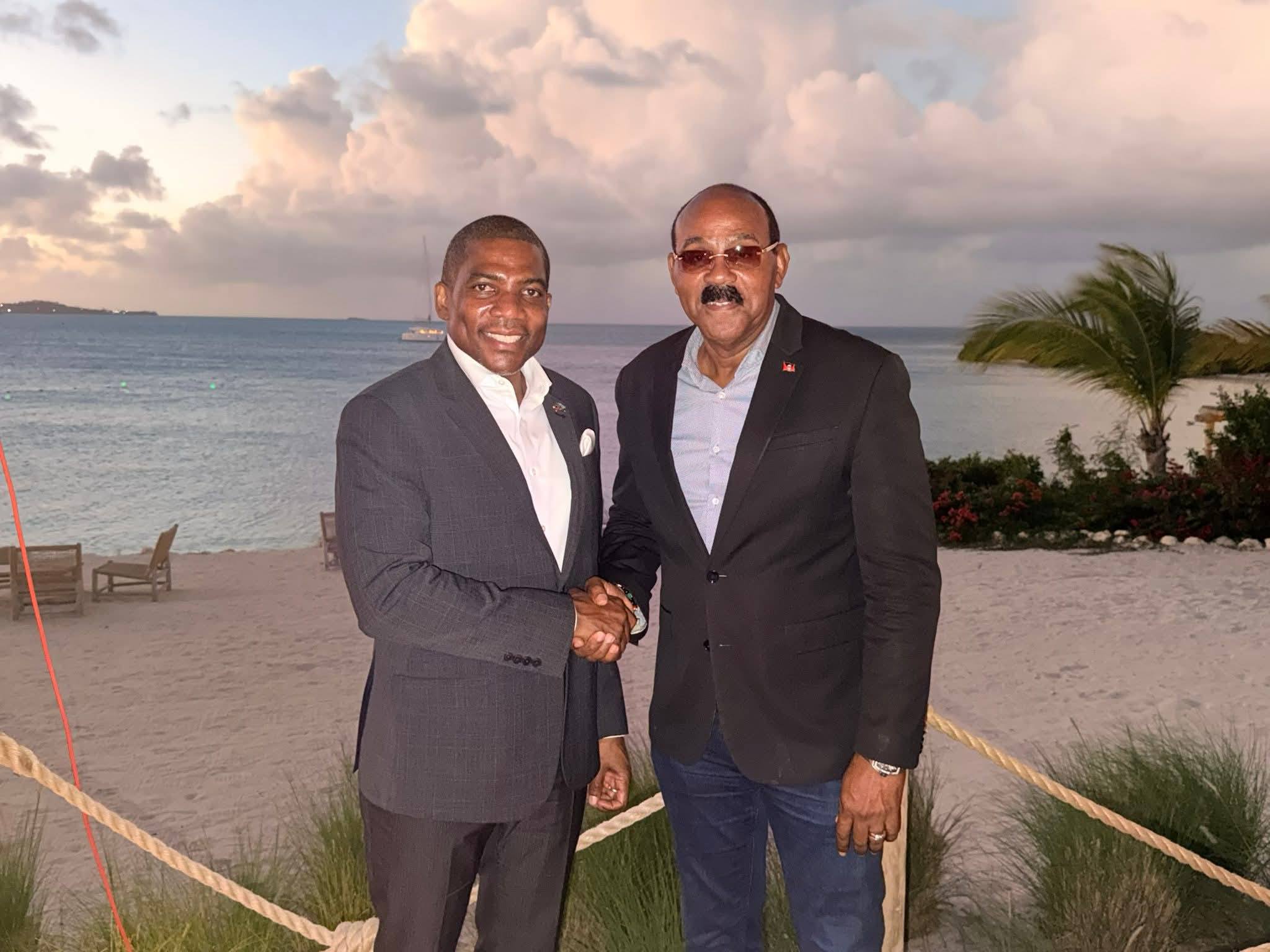 CARICOM Chairman and St. Kitts and Nevis Prime Minister Drew Meets with Antigua Prime Minister