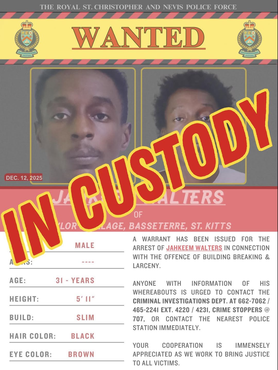 In Custody : Jakeem Walters