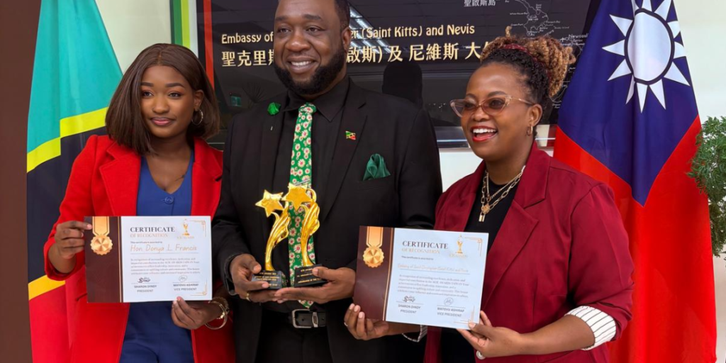 Ambassador Francis and Embassy of Saint Kitts and Nevis Recognised for Outstanding Contributions to Caribbean and African Community in Taiwan