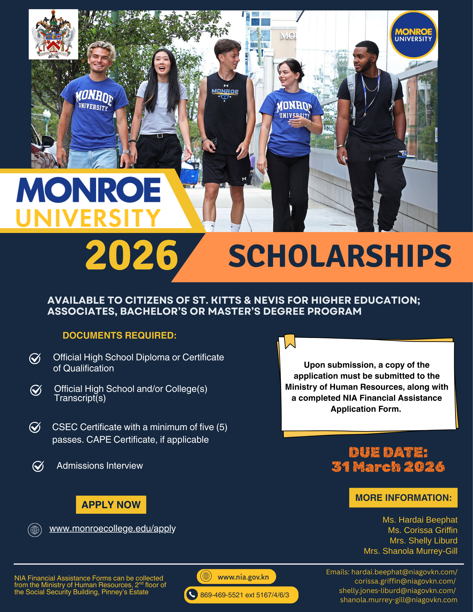 Monroe & NIA Scholarship Offer 2026